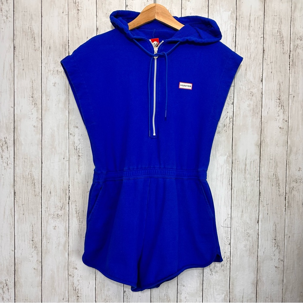 Hunter Target Collab Royal Blue Hooded Romper Women's Small Beachy Pockets M